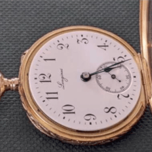 Vintage Longines 1900 18k Solid Rose Gold Pocket Watch. A wonderful and collectible petite sized Longines pocket watch dated to the early 1900's. Pendant open face case made entirely in 18K solid rose gold, with a charming decorative engraving on the back, sides, and bezel. Measures 30 mm wide and 10 mm thick. Signed on the dustcover 'Longines, Grand Prix Paris 1900', and signed inside the back 'EFCo Longines' with the logo. Marked with case number 1370864 which matches the serial number on movement and confirms authenticity. Also stamped with corresponding 18k gold seal and Swiss gold hallmark. Wonderful white enamel dial in mint, original condition with no hairlines, chips, or any other imperfections. See pictures for condition. A rare find on a watch nearly 120 years old. It includes blued steel hands, black Arabic numerals, outer minute track, and a small seconds sundial at 6. Reliable manual wind movement with gilt finish, pin-set, and 17 jewels. Full working order and signed by Longines. A real antique, and a fantastic piece to add to your collection. Vintage Longines 1900 18k Solid Rose Grand Prix Paris Gold Pocket Pendant Watch