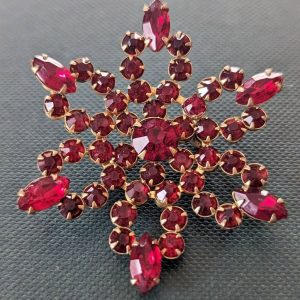 Garnet Flower Brooch