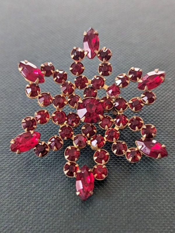 Garnet Flower Brooch