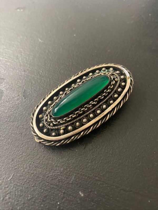 Israel Green Gemstone Brooch