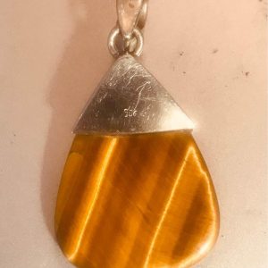 Tigers Eye and Diamond Pendant