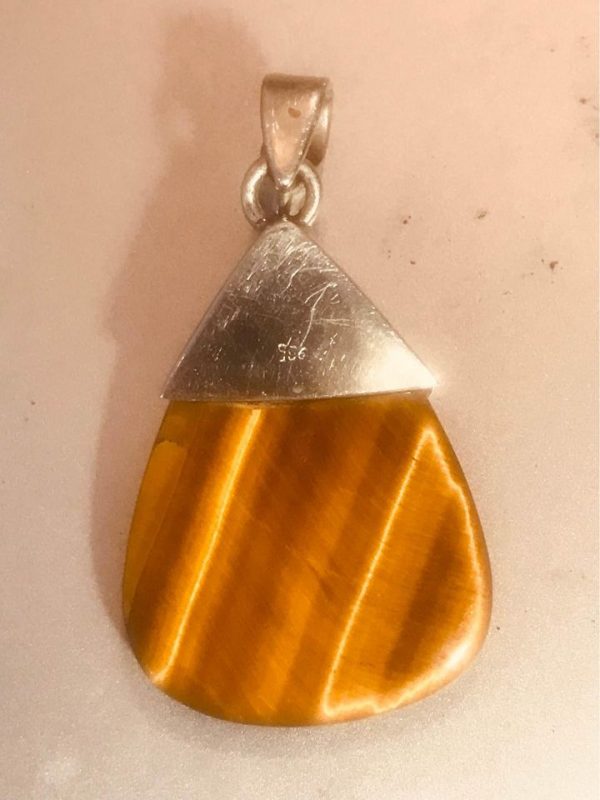 Tigers Eye and Diamond Pendant