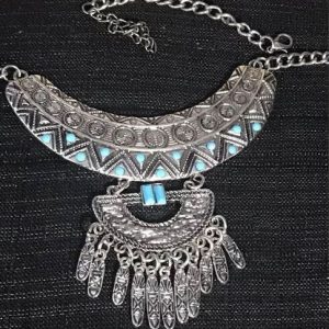 Turquoise Stone Silver Choker