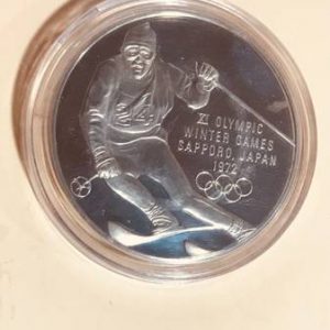 1972 Olympic Winter Games Sapporo Japan Sterling Silver Proof Round 27.5 Grams