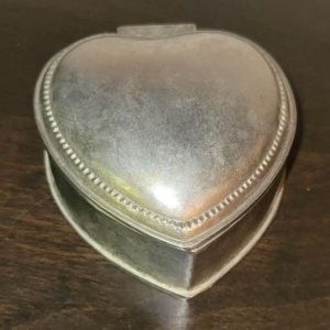 Silver, Heart, Trinket Box, Vintage, Red Velvet, Lined