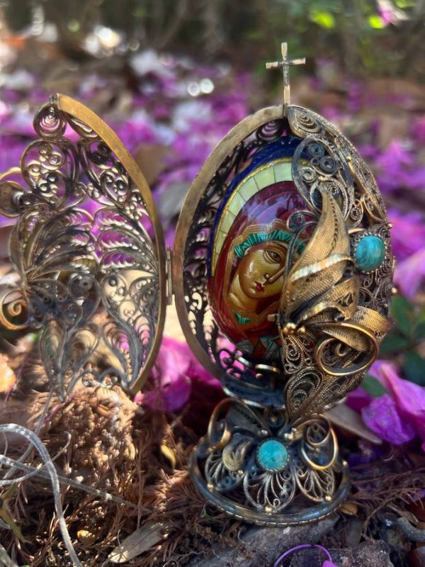 Russian Fine Wire Bronze Filigree Egg