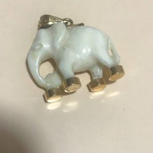 Exquisite Rare Ivory and 18K Gold Elephant Pendant