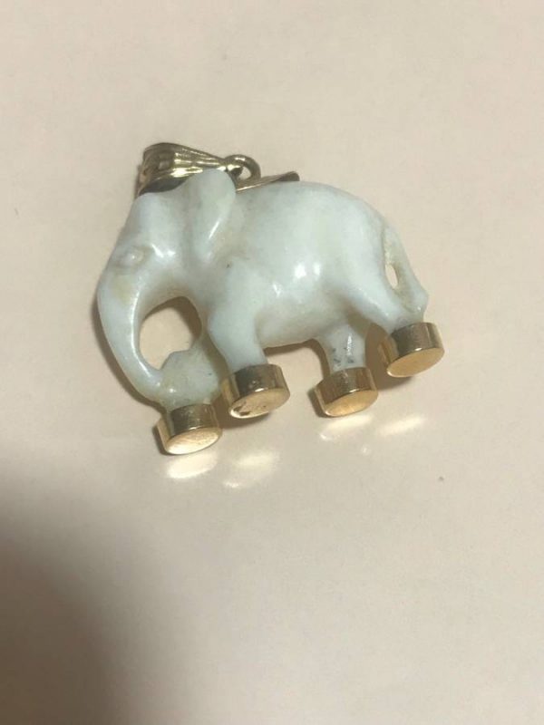 Exquisite Rare Ivory and 18K Gold Elephant Pendant