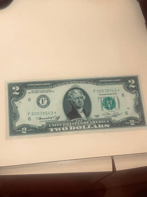 1976 STAR NOTE $2 TWO DOLLAR BILL (ATLANTA F ) Low Serial Number Gem Uncirculate