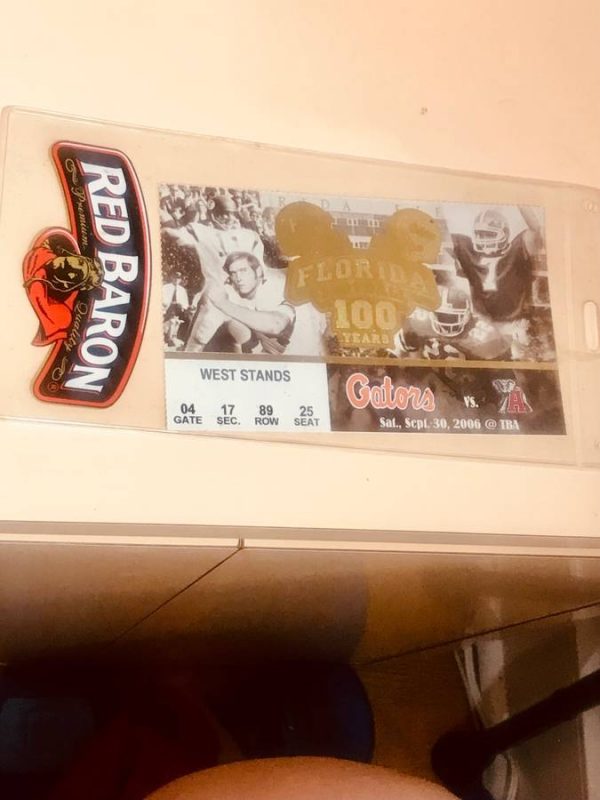 2006 FLORIDA GATORS VS ALABAMA 9/30/06 COLLEGE FOOTBALL TICKET STUB TEBOW