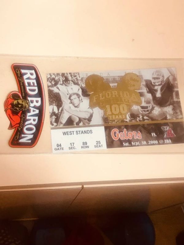 2006 FLORIDA GATORS VS ALABAMA 9/30/06 COLLEGE FOOTBALL TICKET STUB TEBOW