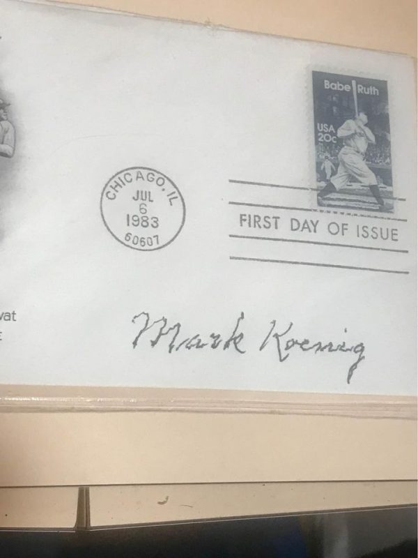 Babe Ruth 1983 FDC W/ Mark Koenig Original Autograph2